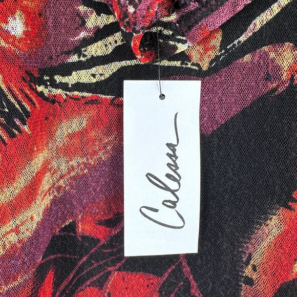 New Calessa Floral Print Mesh Overlay Layered Shirt Womens Plus Sz 3X Lagenlook - Picture 5 of 6